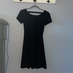 Formal Basic Black Short Sleeve Knee Length Dress